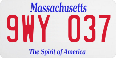 MA license plate 9WY037