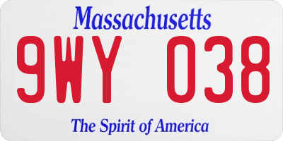 MA license plate 9WY038