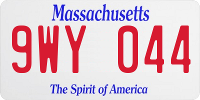 MA license plate 9WY044