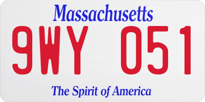 MA license plate 9WY051