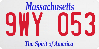MA license plate 9WY053