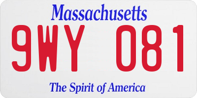 MA license plate 9WY081