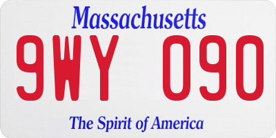 MA license plate 9WY090
