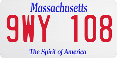 MA license plate 9WY108
