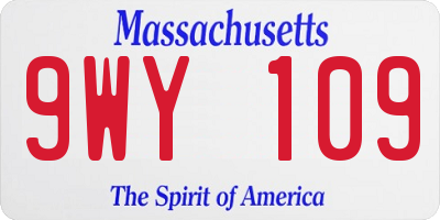 MA license plate 9WY109