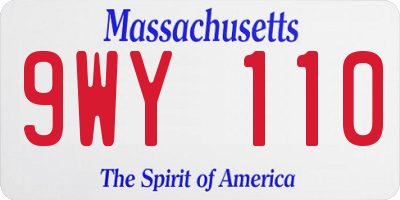 MA license plate 9WY110