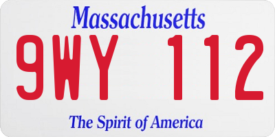 MA license plate 9WY112