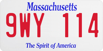MA license plate 9WY114