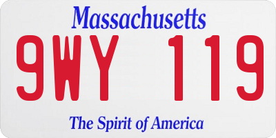 MA license plate 9WY119