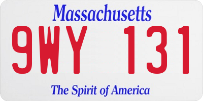 MA license plate 9WY131