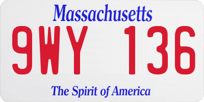 MA license plate 9WY136