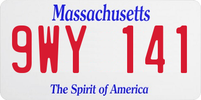 MA license plate 9WY141