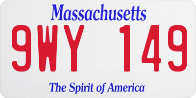 MA license plate 9WY149