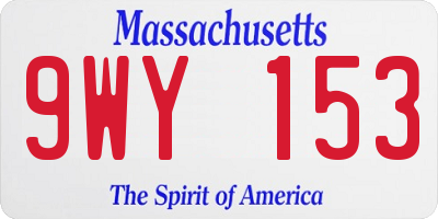 MA license plate 9WY153