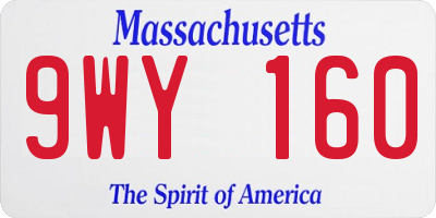 MA license plate 9WY160