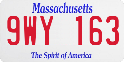 MA license plate 9WY163