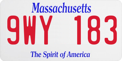 MA license plate 9WY183