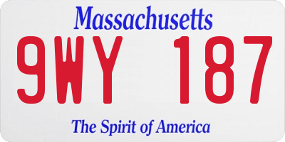 MA license plate 9WY187