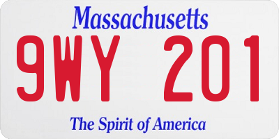 MA license plate 9WY201