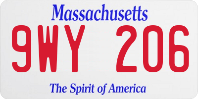 MA license plate 9WY206