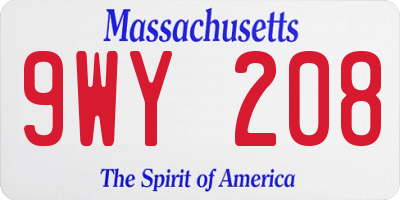 MA license plate 9WY208