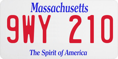 MA license plate 9WY210