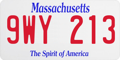 MA license plate 9WY213
