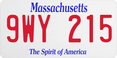 MA license plate 9WY215