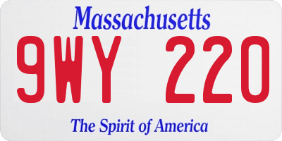 MA license plate 9WY220