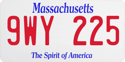 MA license plate 9WY225