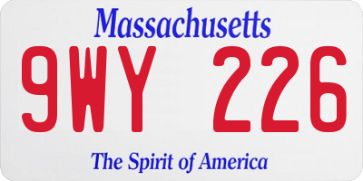MA license plate 9WY226