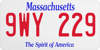 MA license plate 9WY229