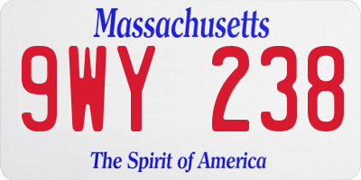MA license plate 9WY238