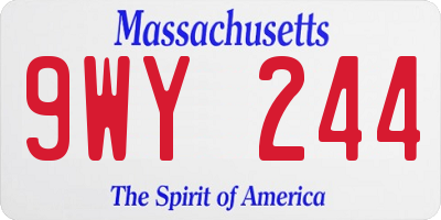MA license plate 9WY244