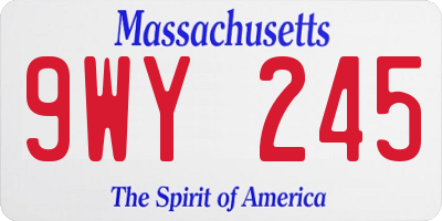 MA license plate 9WY245