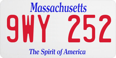 MA license plate 9WY252
