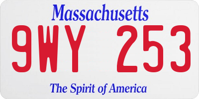 MA license plate 9WY253