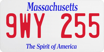 MA license plate 9WY255