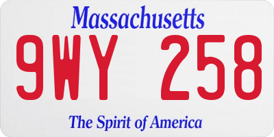 MA license plate 9WY258