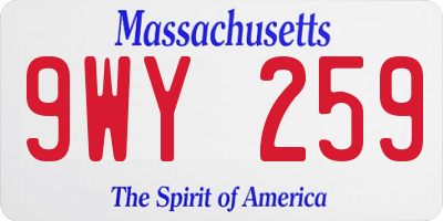 MA license plate 9WY259