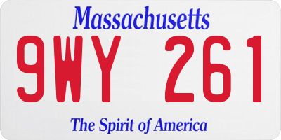 MA license plate 9WY261