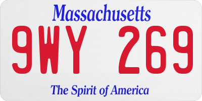 MA license plate 9WY269