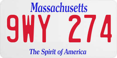 MA license plate 9WY274