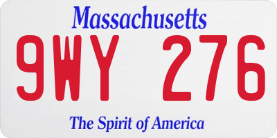 MA license plate 9WY276