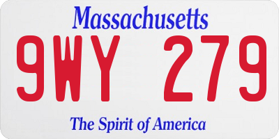 MA license plate 9WY279