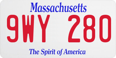 MA license plate 9WY280
