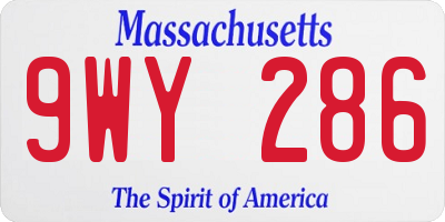 MA license plate 9WY286