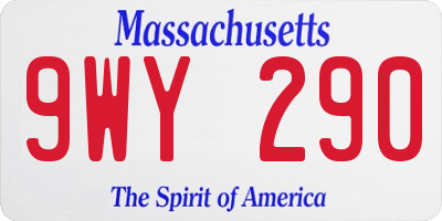 MA license plate 9WY290