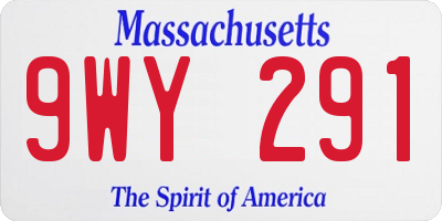 MA license plate 9WY291