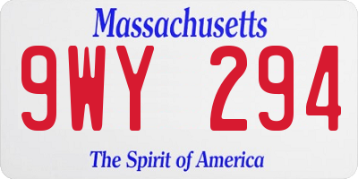 MA license plate 9WY294